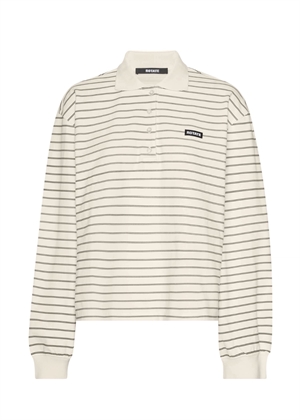 Pique longsleeve polo bluse Egret Comb. ROTATE SUNDAY